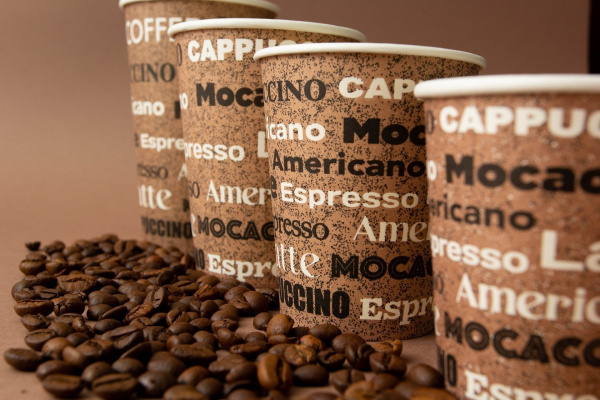 Однослойный бумажный стаканс дизайном "COFFEE" 250 мл для для чая, кофе, воды 80*56*92 мм