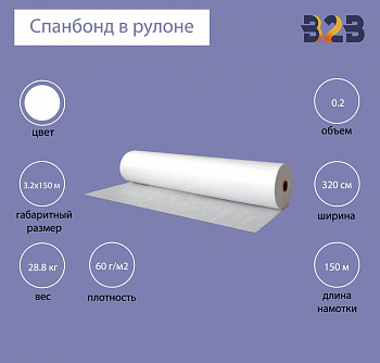 Спанбонд в рулоне №60 (3.2x150м) белый