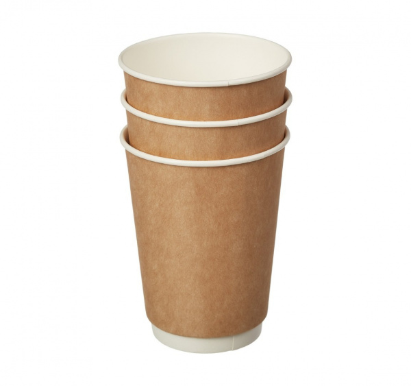 Двухслойный крафт бумажный стакан с технологией ThermoCup 300 мл для больших порций чая и кофе, латте, капучино 90*60*111 мм