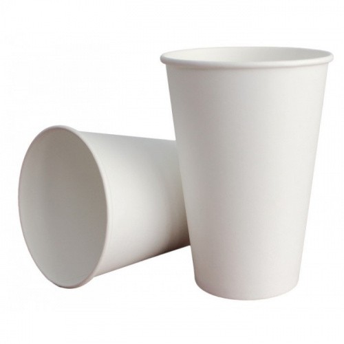 Двухслойный белый бумажный стакан с технологией ThermoCup 500 мл для кофейных напитков, коктейлей 90*62*157 мм