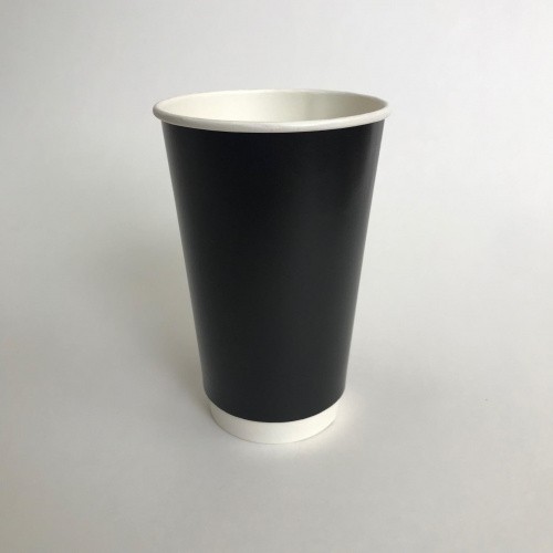 Двухслойный черный бумажный стакан с технологией ThermoCup 400 мл для кофейных напитков, коктейли 90*60*135 мм
