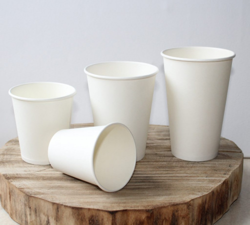 Двухслойный белый бумажный стакан с технологией ThermoCup 500 мл для кофейных напитков, коктейлей 90*62*157 мм
