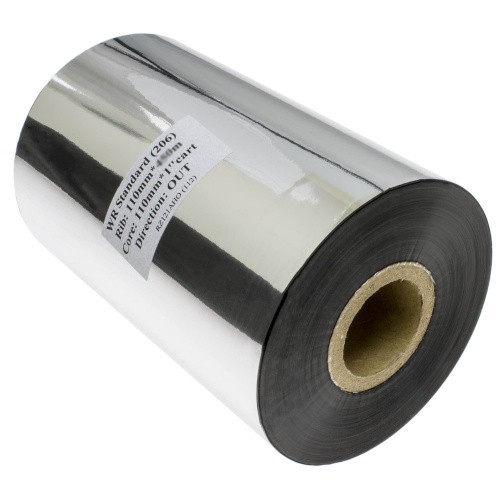 Риббон Wax-Resin Standard (110мм*300м *1"*110мм OUT) (206), серебряный лидер,